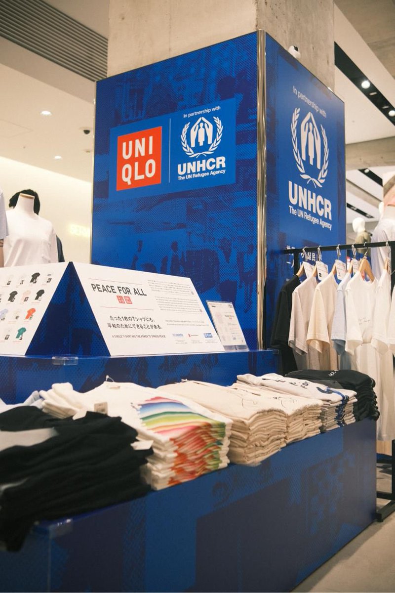 'Peace is our highest good.'   Yesterday, I visited the @UNIQLO_JP Global Flagship store in Tokyo to see the #UNIQLOxUNHCR display corner!    Grateful to UNIQLO for the support to @UNHCR, alongside @PlanGlobal & @save_children, through the PEACE FOR ALL charity T-shirt project.