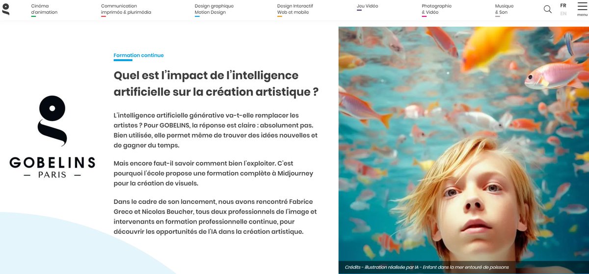 ArteEsEtica's tweet image. Gobelins siempre fue palabras mayúsculas en lo que a formación para artistas se refería. Ahora se convirtió en otra minúscula institución del montón que prefiere subirse a la ola de la IA generativa ofreciendo cursos de Midjourney 🤦‍♀️🤬  Más que Duendes ahora son Trolls.