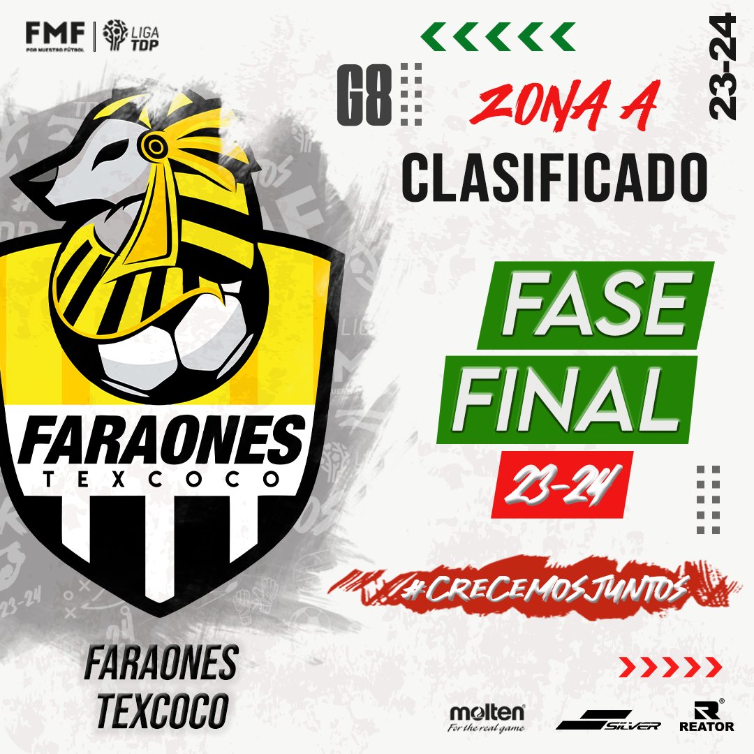 ¡DESDE EL LIDERATO DEL GRUPO 8! 🤯🫡

<a href="/faraonestexcoco/">@faraonestexcoco</a> llega a la LIGUILLA 🥳.... ¿Están listos para la fiesta de la Zona A?

Conoce a los clasificados de la Temporada 23-24 👉🏽 ligatdp.mx/detalleNoticia…

#LigaTDP #CrecemosJuntos #FMF