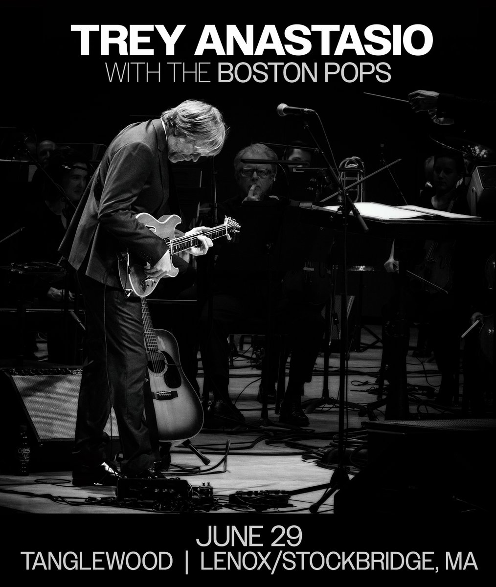 Trey will perform with the Boston Pops on June 29 at Tanglewood in Lenox/Stockbridge, MA. Presale tickets will be available starting Wednesday, April 10 at 10am ET: treytickets.shop.ticketstoday.com (no password) Tickets go on sale Wednesday, April 17 at 10am ET at trey.com