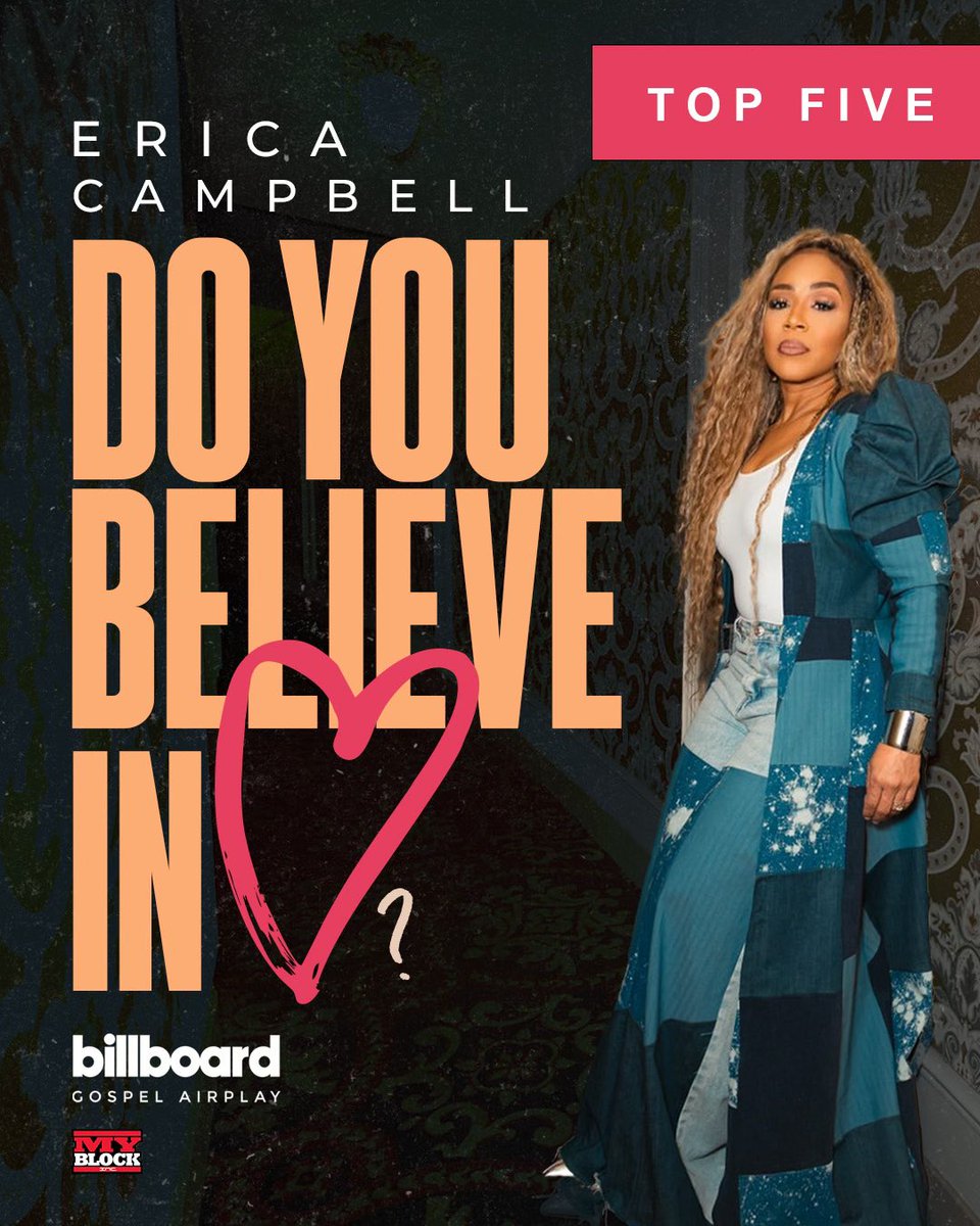 Team EC!! My current single “Do You Believe In Love?” just hit top 5 on the Mediabase Gospel Chart. Thank you to every gospel radio station, radio show, personality, program director, listener, and everyone who supported my song and album! #EricaCampbell #MediaBase