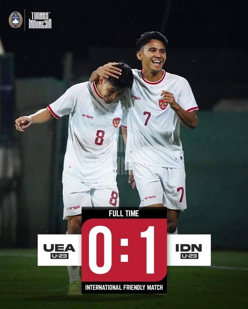 Timnas Indonesia U-23 menang laga ujicoba lawan Uni Emirat Arab U-23 dengan skor 1-0. Gol dicetak oleh Witan Sulaeman. Timnas akan ikut Piala Asia U-23 tanggal 15 April nanti.

#TimnasIndonesia  #TimnasDay #Timnas