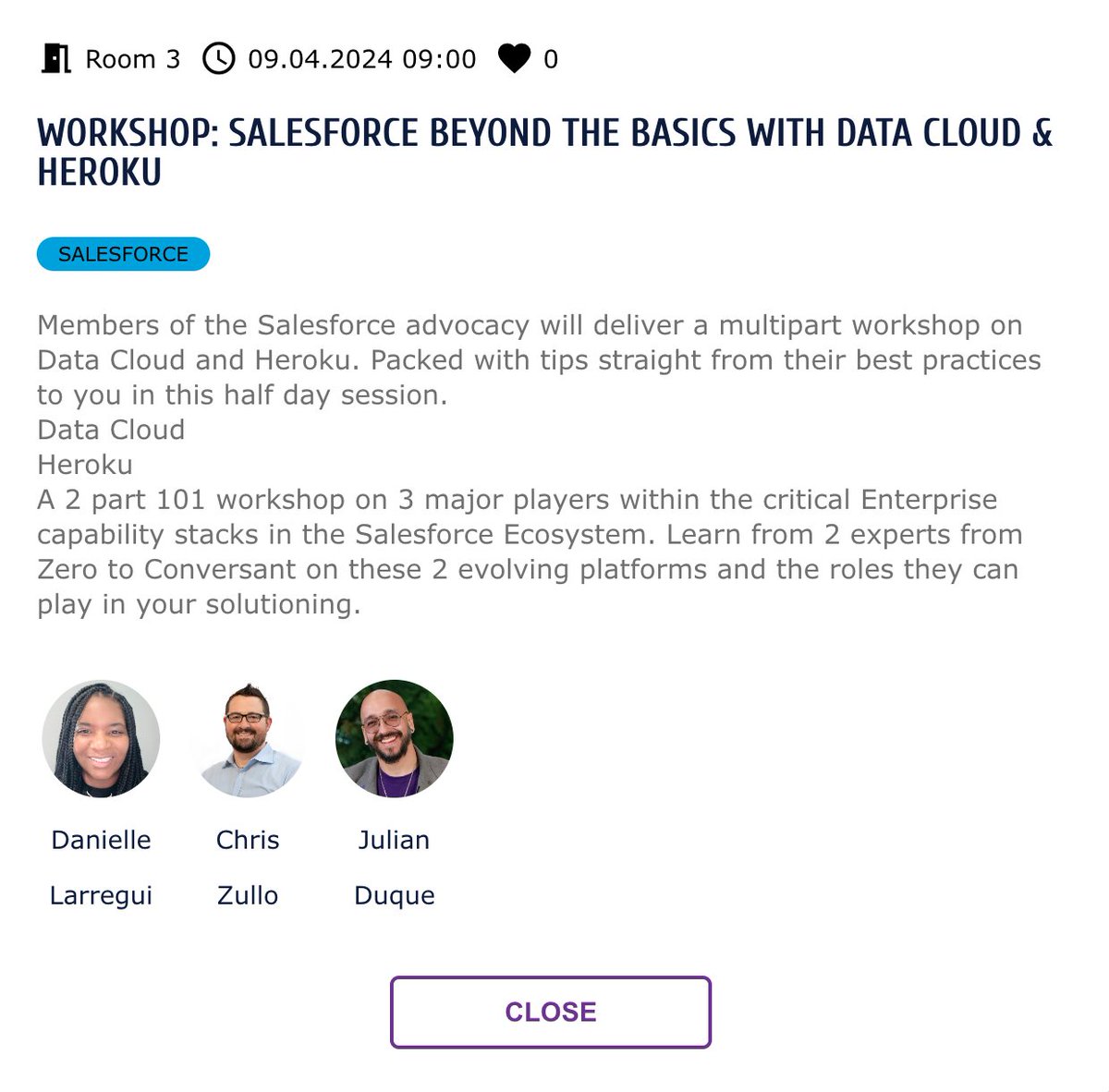 We're headed to the NA Cloud & Collaboration Summit! Join us for a multi-part workshop on Data Cloud and Heroku, led by Salesforce advocacy members, including Heroku Developer Advocate, @julian_duque. Gain tips and best practices straight from experts! ➡️ sforce.co/3UkkV3r