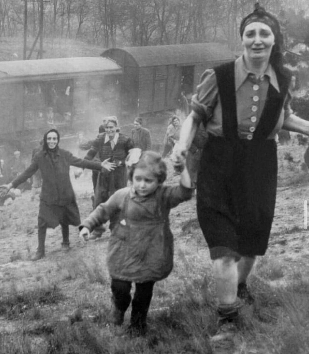 April 1945, the moment of liberation. This is a train of Jewish prisoners that had been intercepted by Allied Forces. It is the moment they learned that the train was no longer headed for a concentration camp and instead, they had finally been liberated.