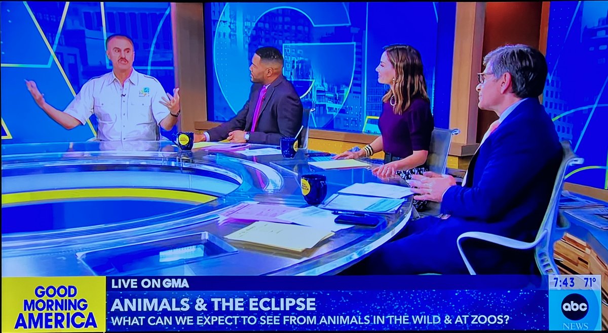 Great time appearing on Good Morning America in studio this morning to talk about the possible effects of the solar eclipse on animals.