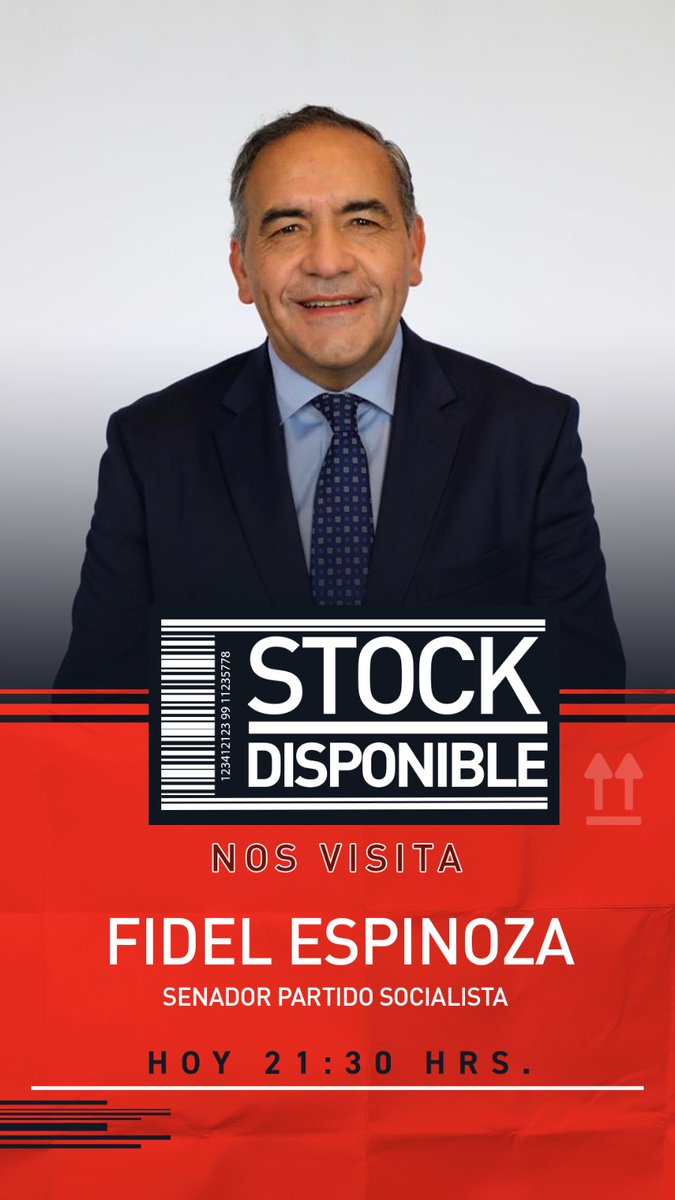 Hoy en @stockdisponible el senador del @PSChile , #FidelEspinoza, conversará sobre el posible conflicto de interés que hay en la venta de un terreno familiar y las críticas luego de la investigación de @ciper 👀 21:30 HRS ⏰