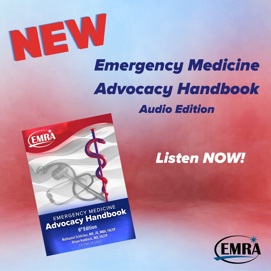 📣We are proud to announce the newest edition of the EMRA Advocacy Handbook is now available in audio! HUGE thanks to all the EM leaders who contributed to making this happen. Listen to it now 👉 bit.ly/3xu9NrC @emresidents