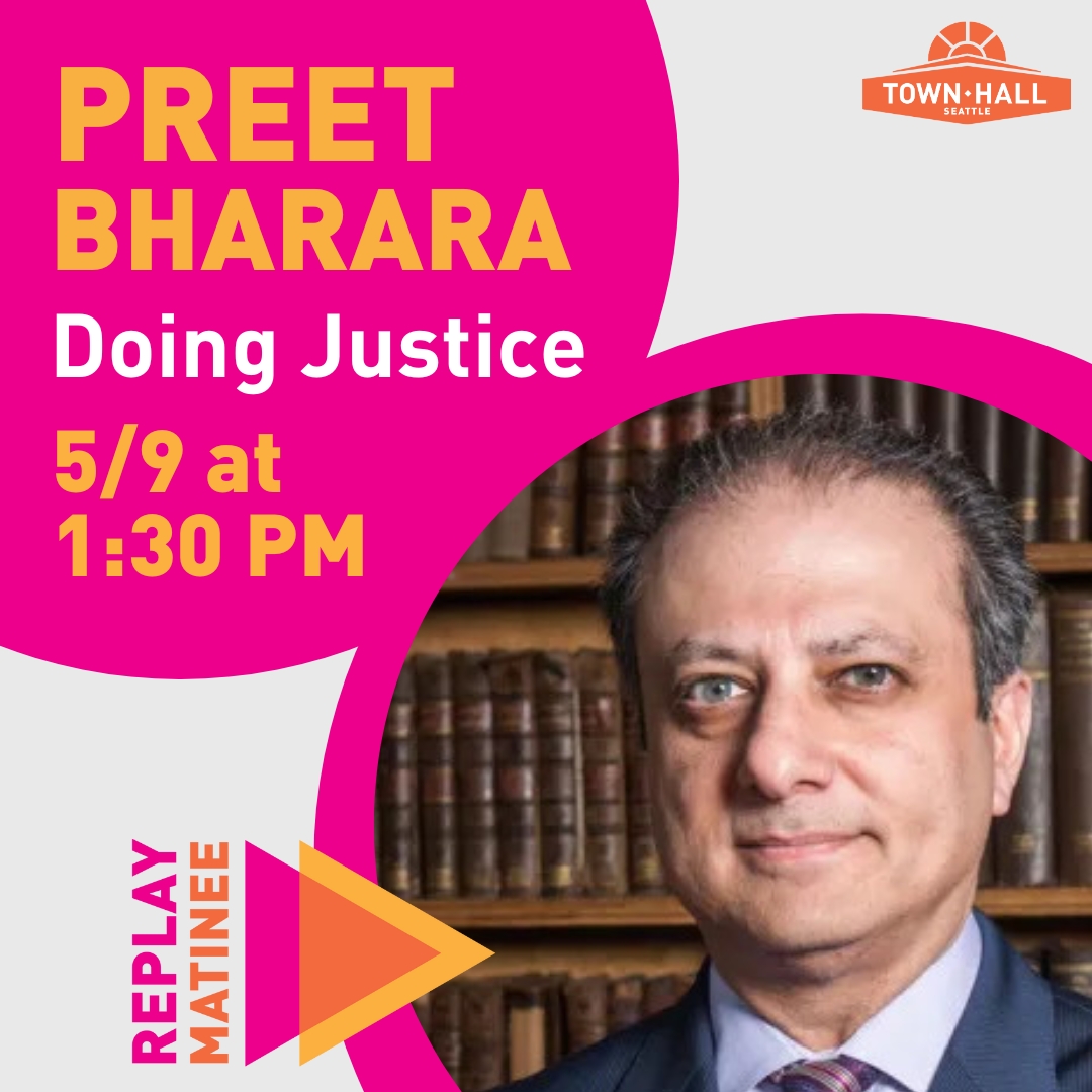 5/9 at 1:30 PM | Enjoy a free screening of our 2020 talk with former U.S. Attorney Preet Bharara, who spoke about crime, punishment, and the rule of law in his book 'Doing Justice.' bit.ly/43Carz5