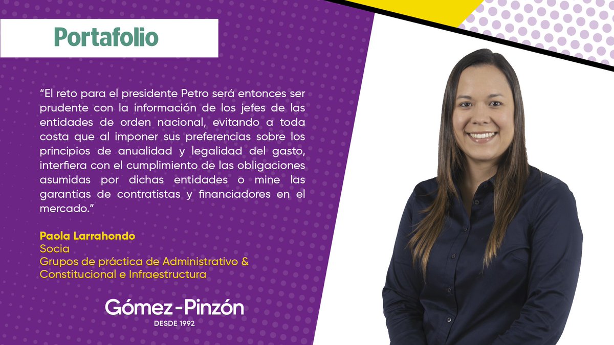 Los invitamos a leer la columna de nuestra socia, Paola Andrea Larrahondo sobre el proyecto de decreto que “otorgaba superpoderes” al Presidente en materia presupuestal y en la aprobación de vigencias futuras.
Haz clic aquí: lnkd.in/es3y8ifF