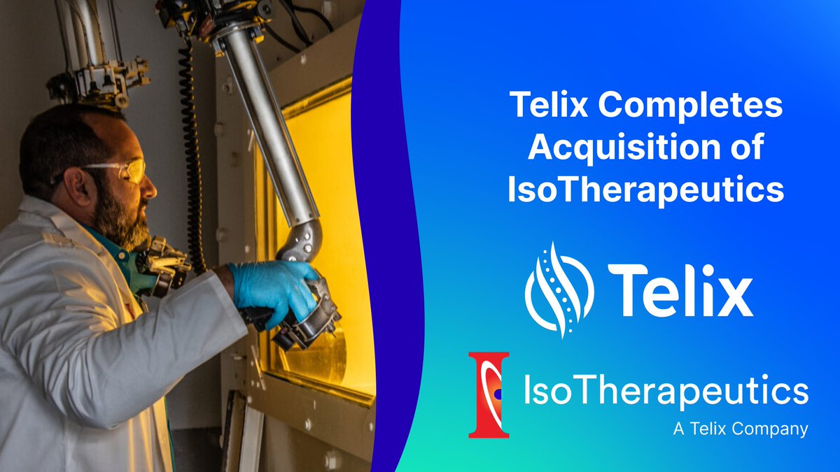 Telix is pleased to announce the completion of the acquisition of IsoTherapeutics, further enhancing our in-house development capabilities and expanding our U.S. manufacturing footprint with a focus on bioconjugation and isotope processing. More here: telixpharma.com/news-views/tel…