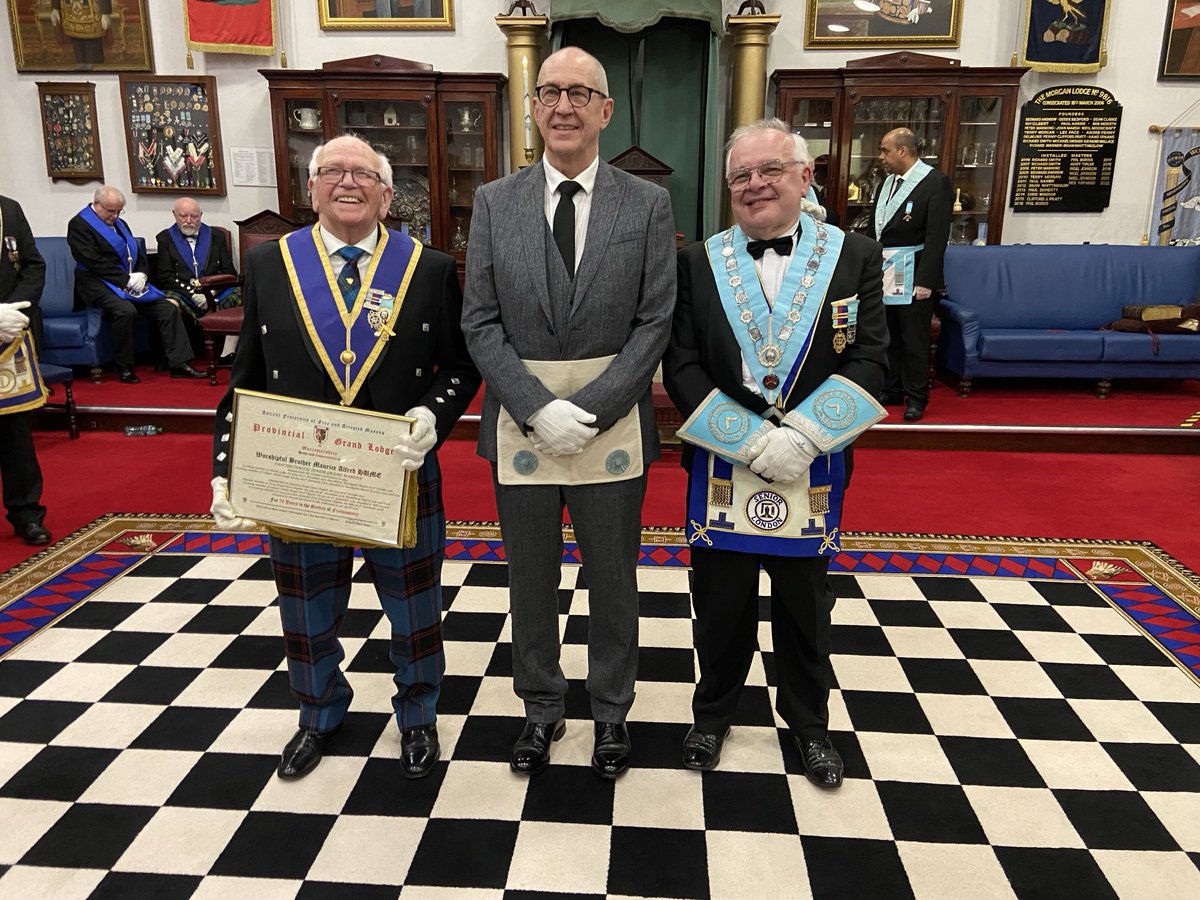 I am so proud of my lodge this evening. Semper Fidelis No: 529, the PGM presented a 70 year certificate to W.Bro Maurice Hume, Bro Tim Harris passed to the second degree and two more candidates for initiation proposed. A fun and happy evening in front of nearly 70 brethren