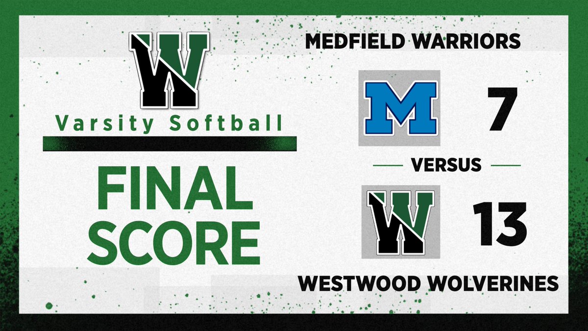 Westwood Athletics (@whsathletics1) on Twitter photo Varsity Softball gets the win today over <a href="/MedfieldAD/">Medfield Athletics</a> 13-7. <a href="/BostonHeraldHS/">Danny Ventura</a> <a href="/GlobeSchools/">Boston Globe Schools</a> Varsity Softball gets the win today over <a href="/MedfieldAD/">Medfield Athletics</a> 13-7. <a href="/BostonHeraldHS/">Danny Ventura</a> <a href="/GlobeSchools/">Boston Globe Schools</a>