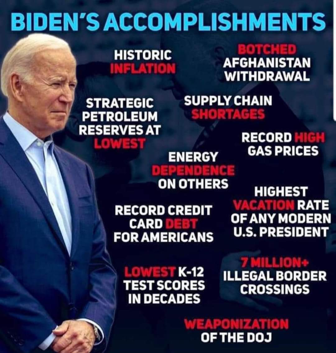 Biden's many 'accomplishments.' Clearly, this man is out to destroy America. Prove me wrong.
