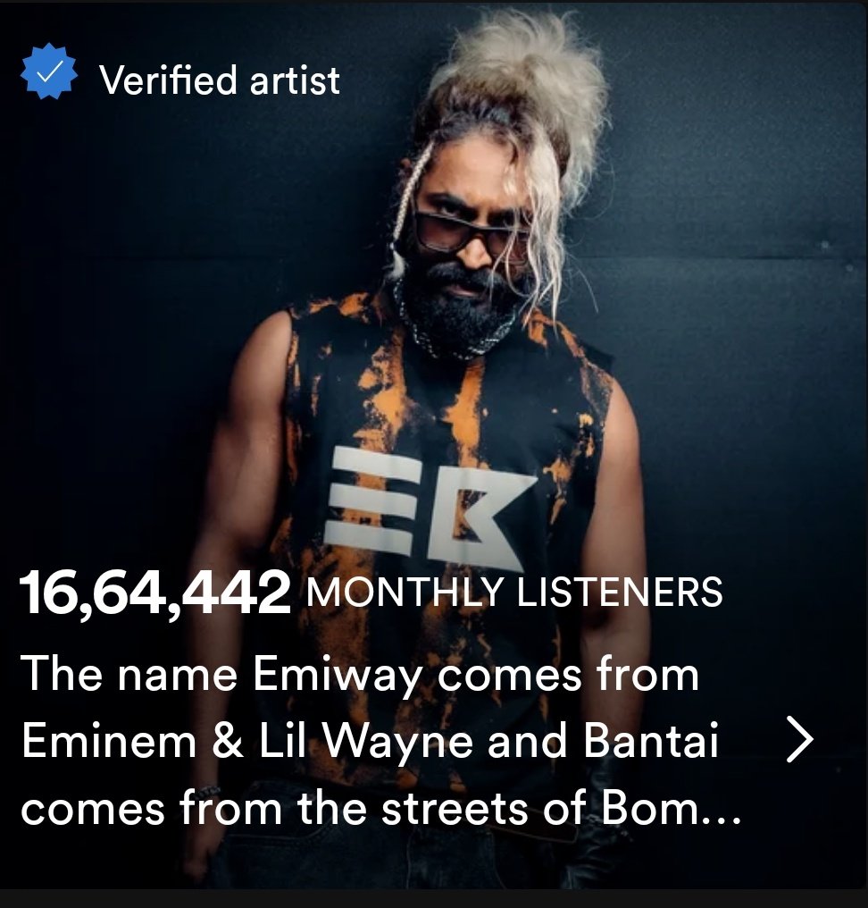 SEEDHEMAUT crossed emiway in terms of Spotify monthly listeners 
Can't believe 😭😭❤️ this is happening