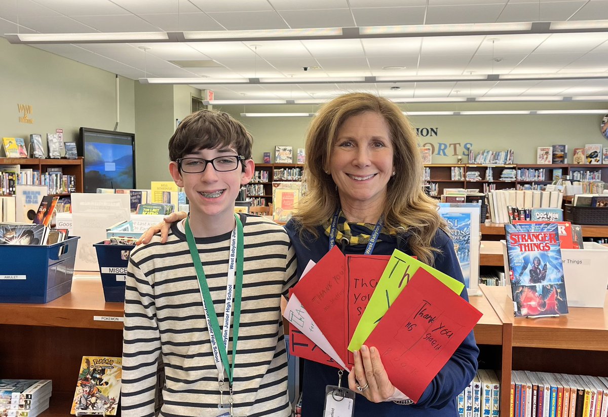 I’m one lucky librarian!  My students <a href="/WestBabylon_JHS/">WBJHS</a> showing their ❤️and appreciation, during National Library Week. Doesn’t get better than this!!
💙💛📚💙💛📚
