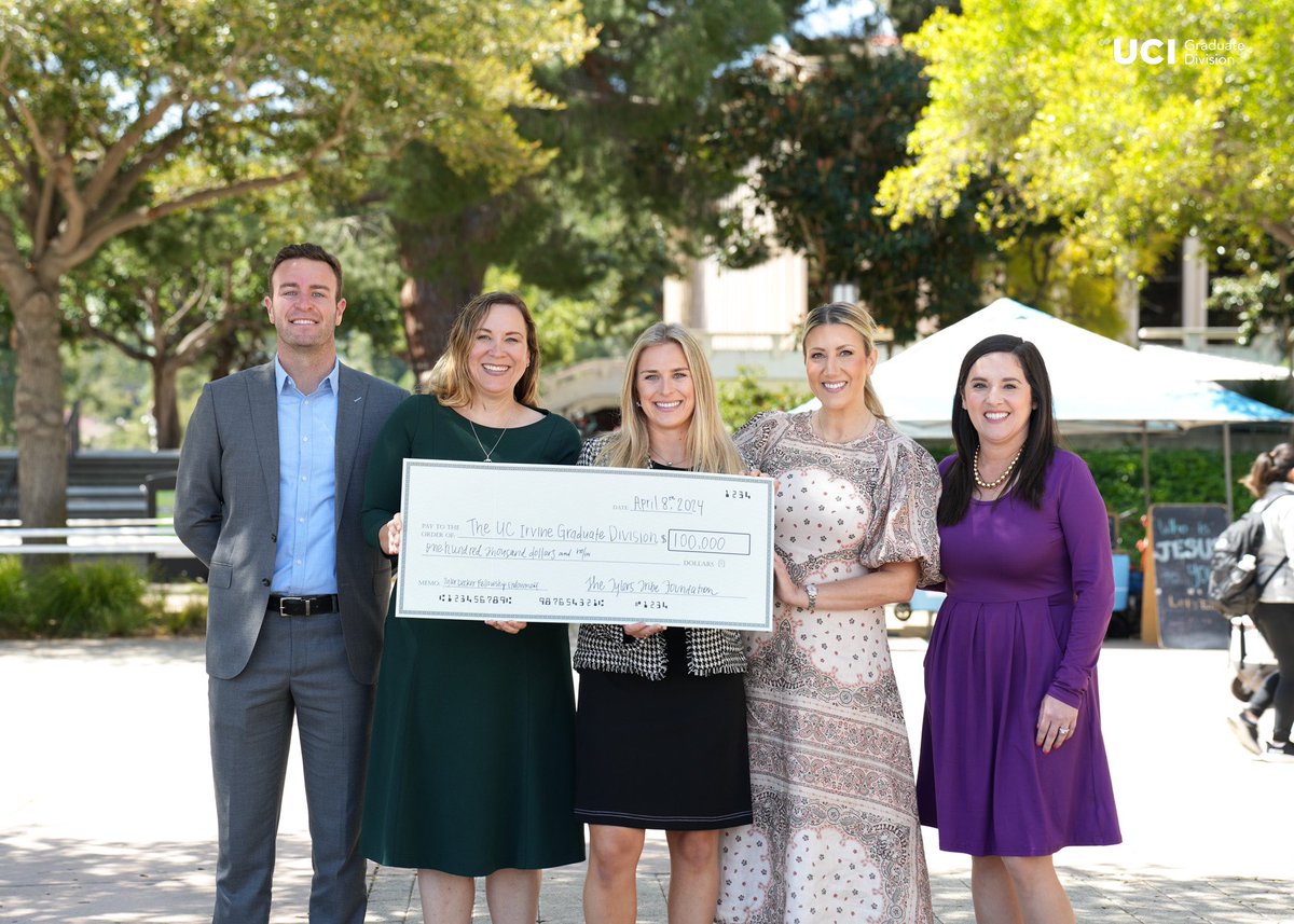 Thank you to the Tyler’s Tribe Foundation for their generous donation! We appreciate your support of the UCI Graduate Division and our students.  

#UCIGradLife