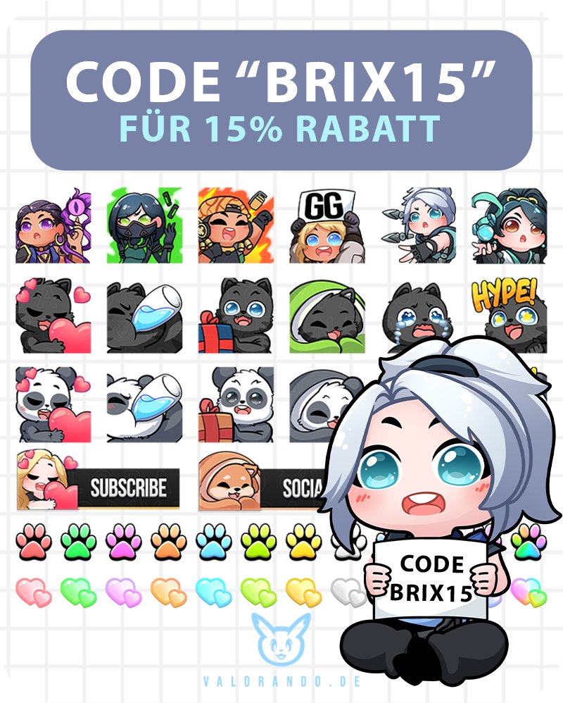 _brix_designer's tweet photo. ᵂᴱᴿᴮᵁᴺᴳ
Du suchst eigene Emotes,Badges,Stream Overlays für deinen eigenen Stream⁉️
Dann ist valorando genau das Richtige für Dich!
.
Link : https://t.co/R8nXJQeDqM
.
Code : BRIX15 sparst du satte 15% auf Deinen Einkauf bei valorando - AUF ALLES😱
#emotes #streamer https://t.co/cyUN8BpOw1