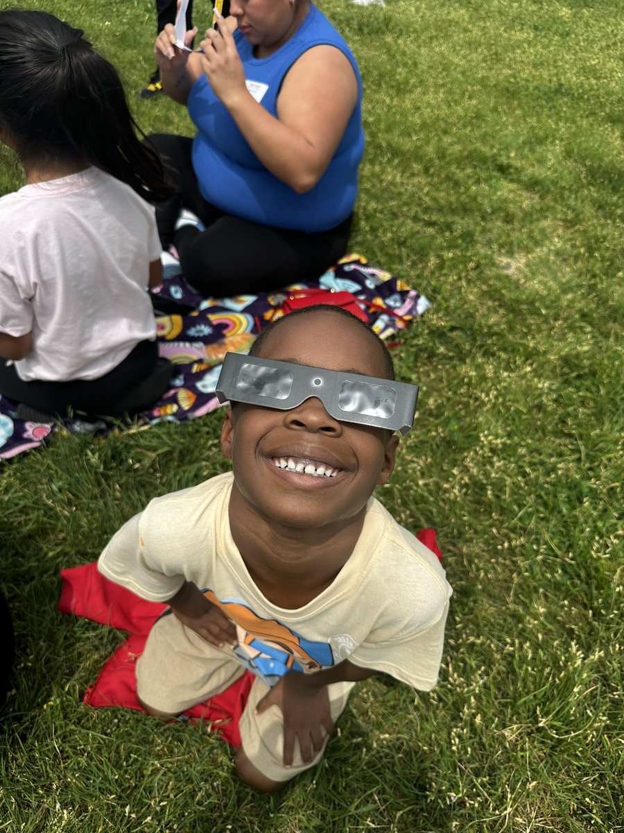 Our superstars enjoyed the solar eclipse today. ❤️👍🏾✌🏾
