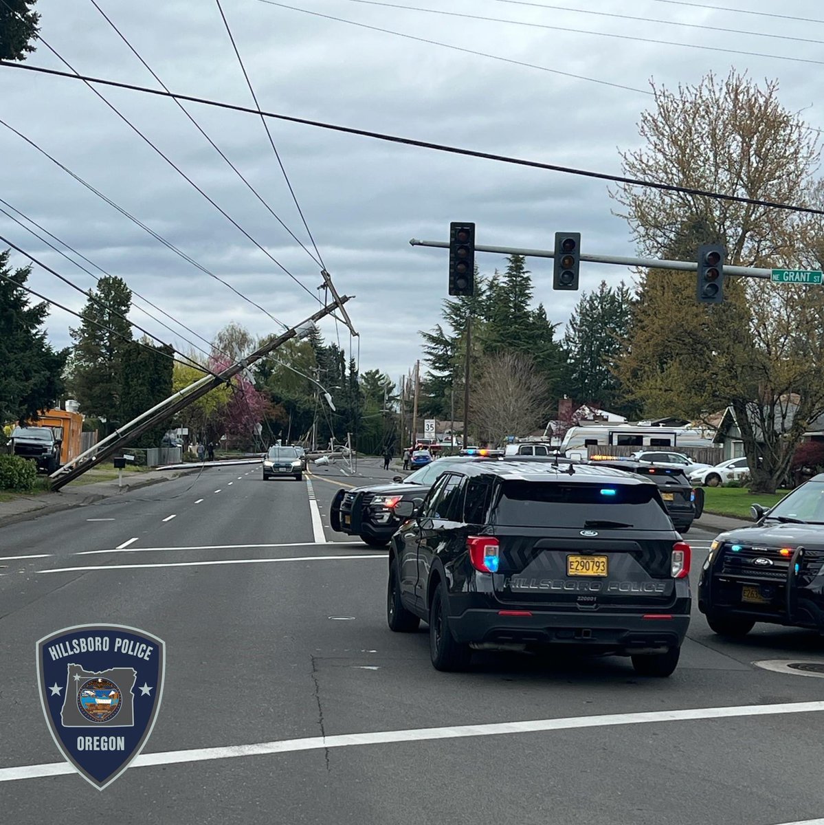 TRAFFIC ALERT | NE Cornell Road is closed between NE Grants St and and NE Arrington Road due to a injury traffic crash. Several power poles are affected resulting in power outages. Please use an alternate route.
