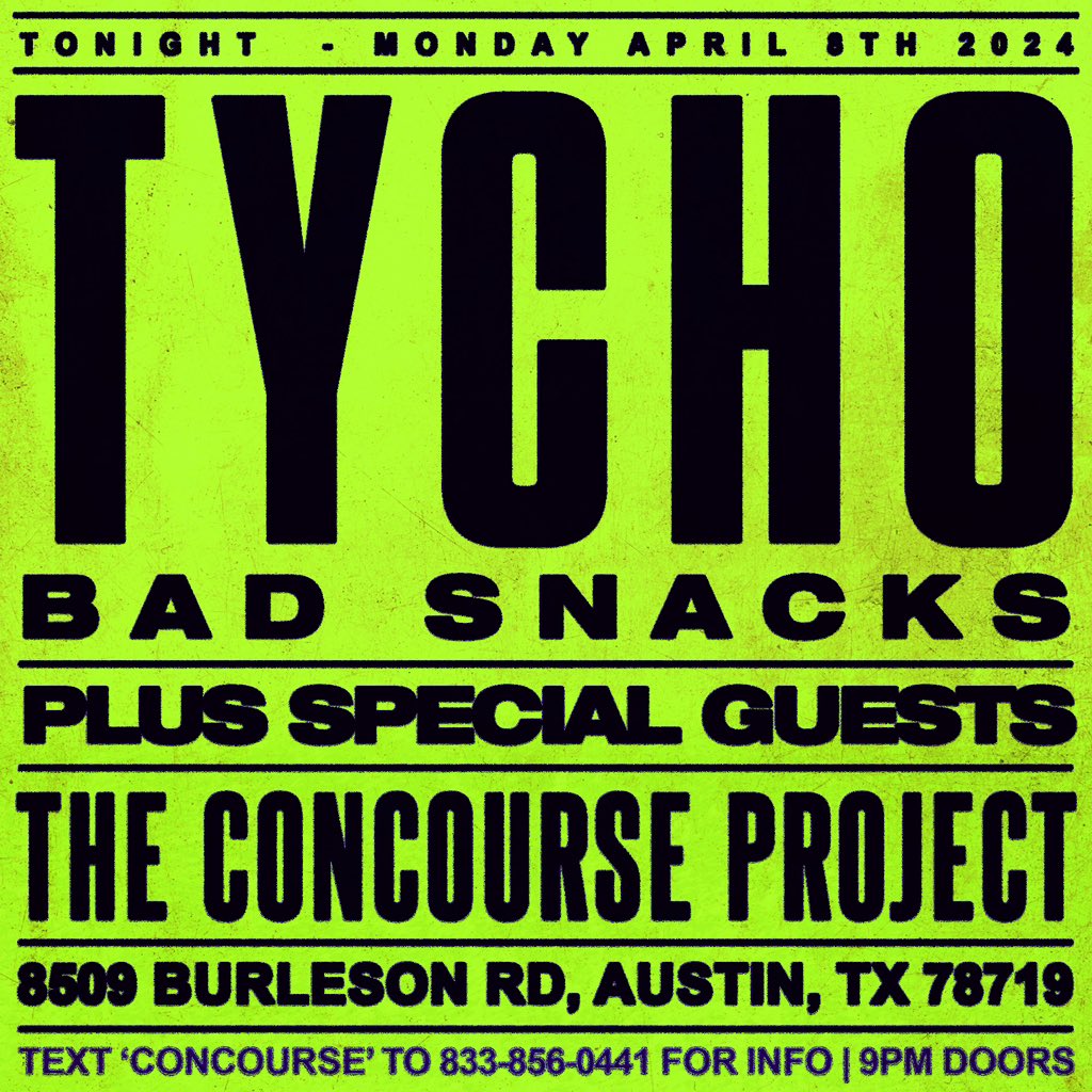 Tycho (@ISO50) and @badsnacks take over @concourseproj tonight! Tickets at seetickets.us/event/tycho/59…