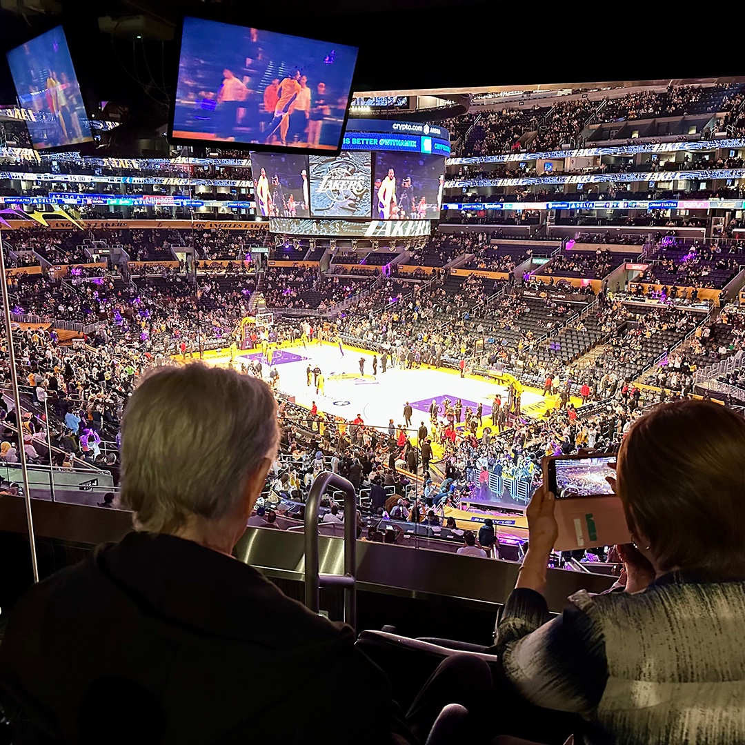 Brian, family & friends at the Los Angeles Lakers game last night. Lakers lost but a fun time for all!