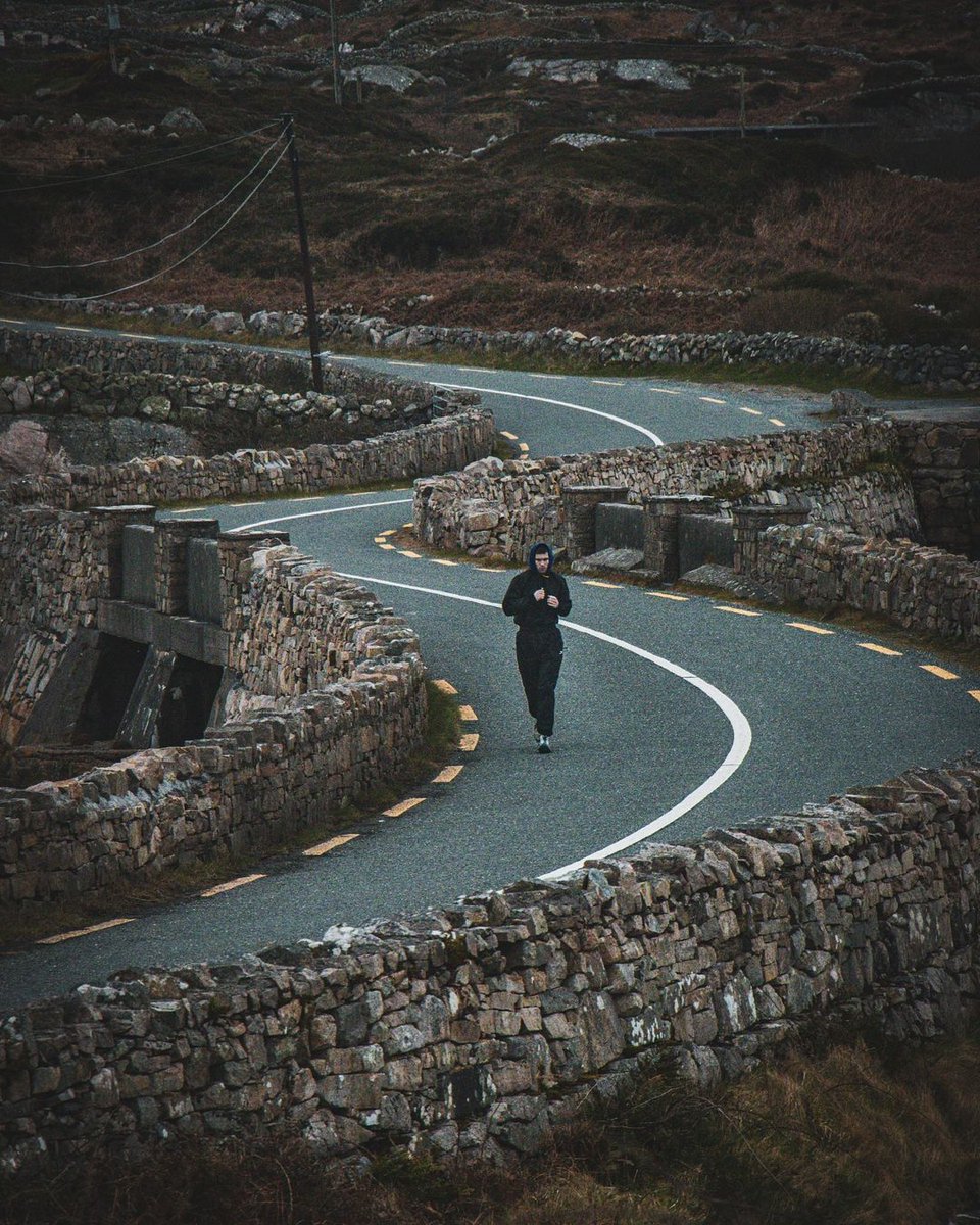 The loneliest sport in the world! The Connemara Kid putting in some road work.