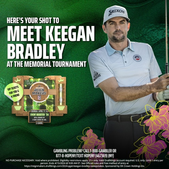 Big week ahead and I’m partnering with @DraftKings to give away 5 Reignmakers PGA TOUR Booster Packs, PLUS a shot to meet me at The Memorial Tournament! To enter: 1️⃣ Follow me & @DKReignmakers 2️⃣ Like this post 3️⃣ Repost T&Cs: dkng.co/KBGIVEAWAY #DKPartner