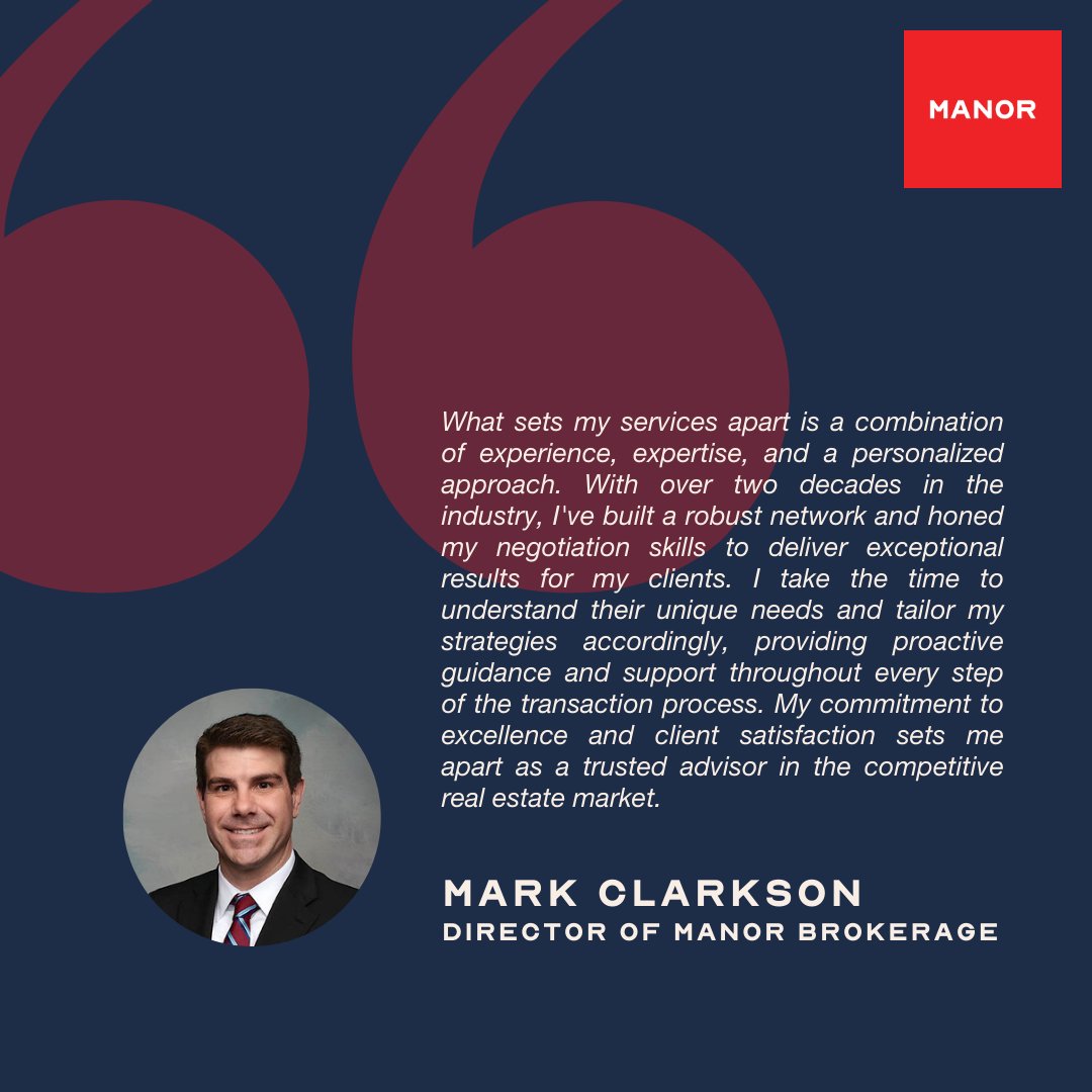 Mark Clarkson, Director of Manor Brokerage, shares what sets his services apart: experience, expertise, and a personalized approach.

#ManorRealEstate #ClientFocused #ExpertAdvisor #CommercialRealEstate #Brokerage #RealEstateExpert