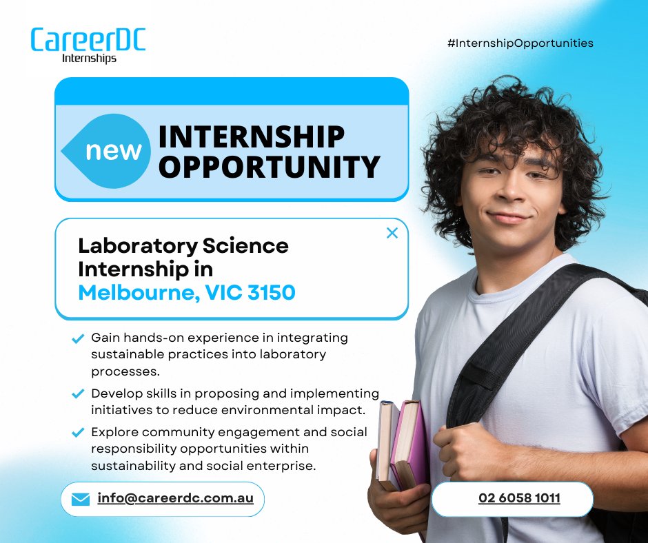 Our Melbourne-based company is currently seeking a Laboratory Science intern. Dedicated to creating a self-contained circular network aimed at extending the life cycle of laboratory equipment, this internship offers hands-on industry experience. 📧 info@careerdc.com.au #careerdc
