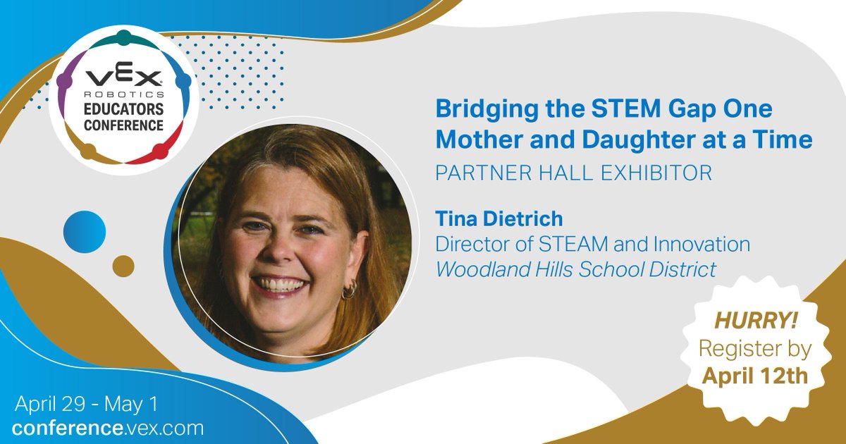 Director of STEAM and Innovation for @WoodlandHillsSD @Whsdvex aims to broaden her school district's Computer Science offerings in the schools and the community. Catch her in the Partner Hall during the #VEXconference! Register here by THIS Friday: buff.ly/3TZQFLl