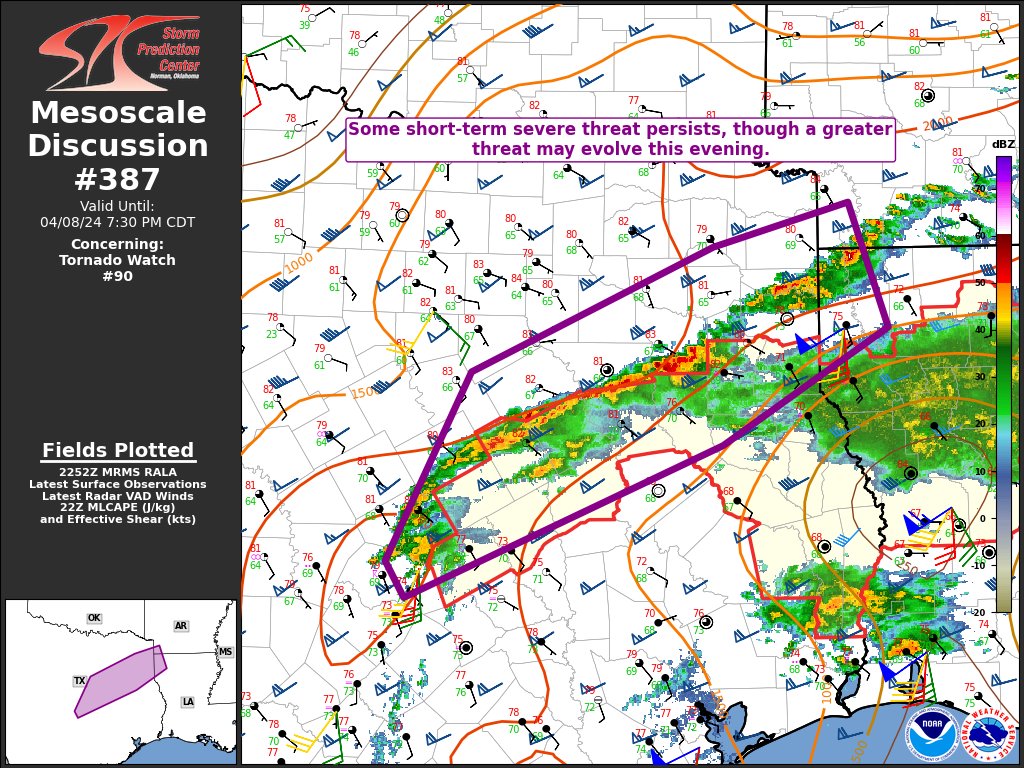 5:57pm CDT #SPC_MD 0387 , #lawx #arwx #txwx, spc.noaa.gov/products/md/md…