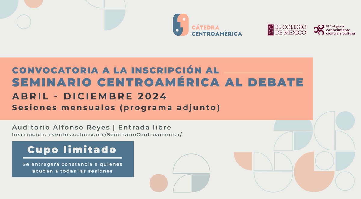 🌎¿Estás interesado/a en analizar las transformaciones económicas y sociopolíticas que atraviesan los países de Centroamérica? Participa en las nueve sesiones del Seminario 'Centroamérica a debate', una vez al mes del 29 de abril al 16 de diciembre de 2024. 📝Inscríbete aquí…