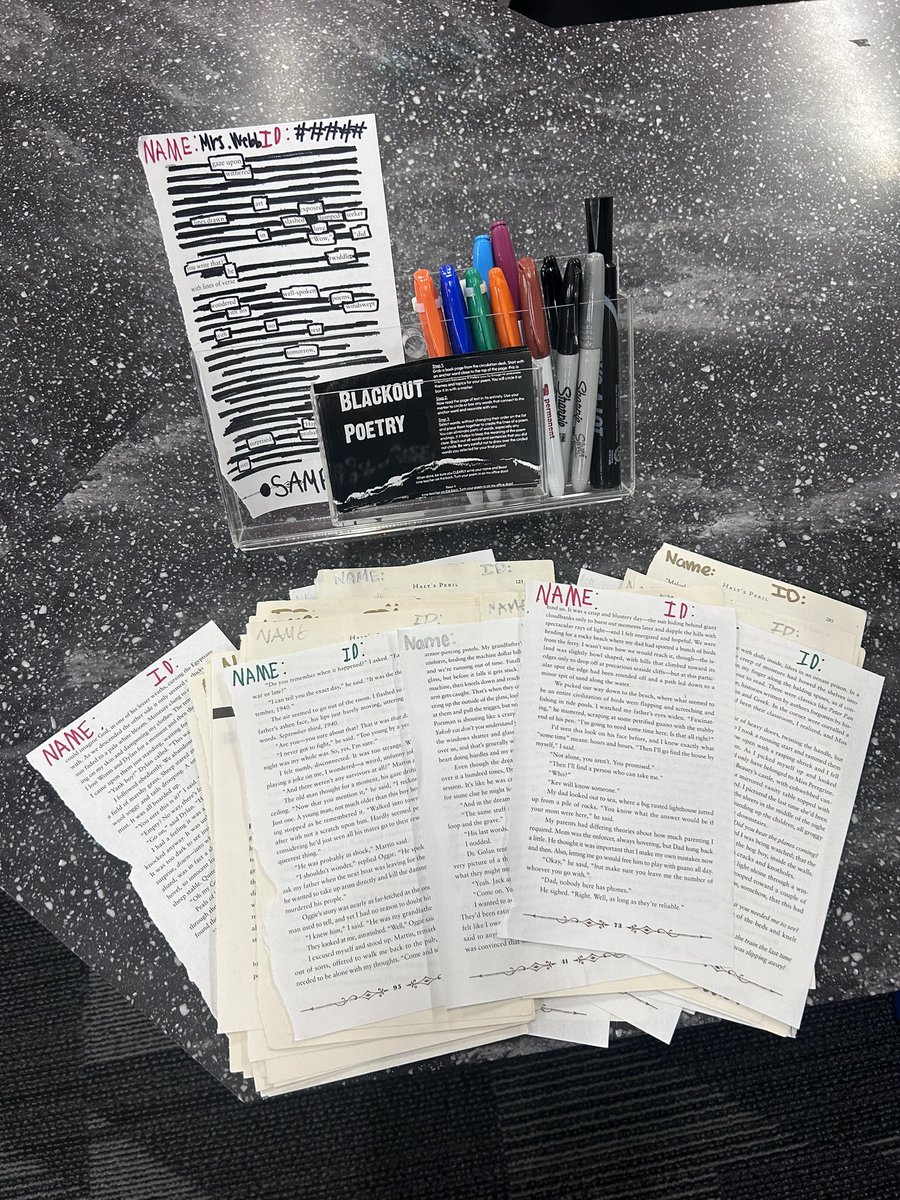 Blackout Poetry starts tomorrow in the library! We recycled a couple of damaged books to get pages to make our poems. We look forward to seeing your poems tomorrow, Broncos! @CISDlib @coppelleast