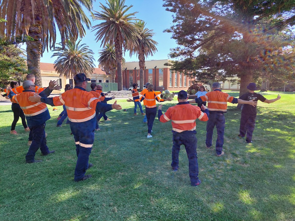 No yoga mat or change of clothes required and steel toe caps boots and high vis jackets completely optional 🙂at Tai Chi and Yoga Sessions we rolled out across South Australia last month.
#workplacewellbeing #coporateyogaadelaide