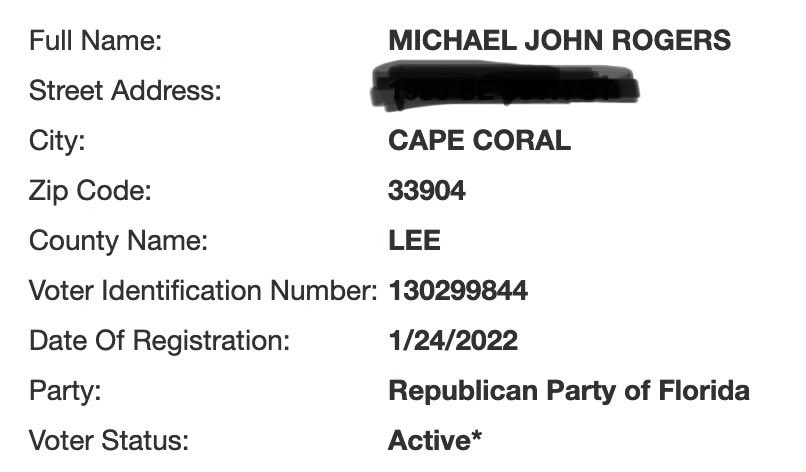 Fun fact: @MikeRogersForMI is literally registered to vote in Florida *right now* #MISen
