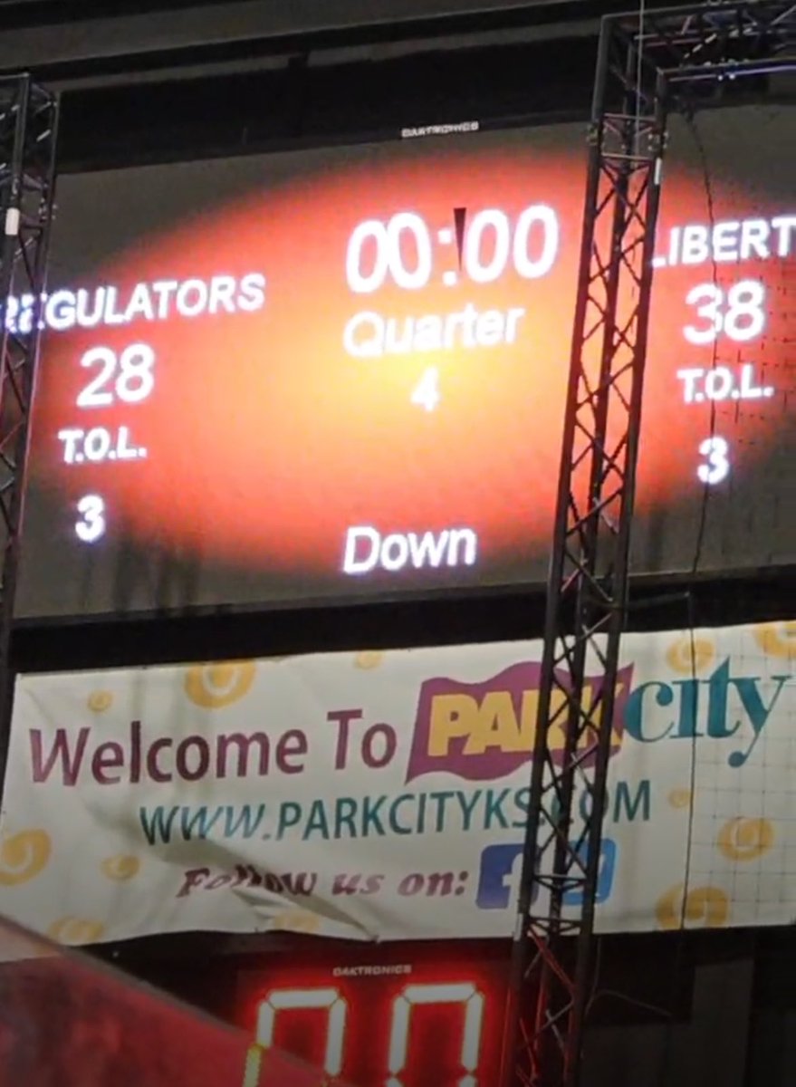 Justin Aaron (@justinaaronuh91) on Twitter photo Scrimmage. The <a href="/salina_liberty/">Salina Liberty</a> defeated the <a href="/IctRegulators/">ICT REGULATORS</a> 38-28. <a href="/LeeHuttonIII/">Lee Hutton III</a> <a href="/ShadySportsNet/">ShadySportsNetwork</a> <a href="/Krishvyas9/">Krish vyas</a> <a href="/MWSeventySeven/">Michael Washington</a> <a href="/WeekInArenaBall/">This Week in ArenaBall (#1 10-0)</a> <a href="/ArenaFan/">ArenaFan.com</a> <a href="/OfficialAFL/">Arena Football Scorigami</a> <a href="/ArenaFootballTV/">Arena Football TV</a> @AFLFanZone Scrimmage. The <a href="/salina_liberty/">Salina Liberty</a> defeated the <a href="/IctRegulators/">ICT REGULATORS</a> 38-28. <a href="/LeeHuttonIII/">Lee Hutton III</a> <a href="/ShadySportsNet/">ShadySportsNetwork</a> <a href="/Krishvyas9/">Krish vyas</a> <a href="/MWSeventySeven/">Michael Washington</a> <a href="/WeekInArenaBall/">This Week in ArenaBall (#1 10-0)</a> <a href="/ArenaFan/">ArenaFan.com</a> <a href="/OfficialAFL/">Arena Football Scorigami</a> <a href="/ArenaFootballTV/">Arena Football TV</a> @AFLFanZone