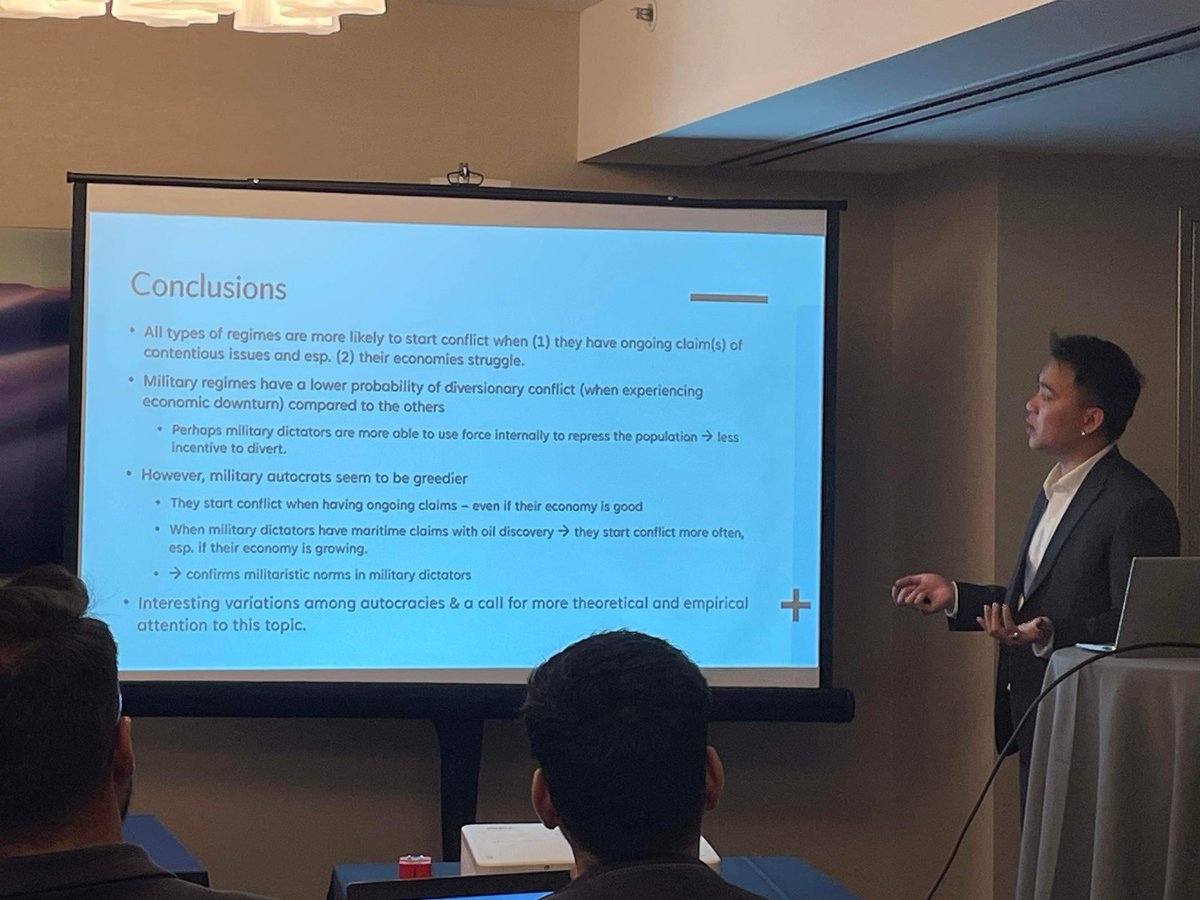 My first #ISA2024 was a blast as I get to meet inspiring scholars from all over the 🌍
Also excited to present my ongoing project on how Economic hardships and maritime resources influence different autocracies’ conflict behavior at sea.