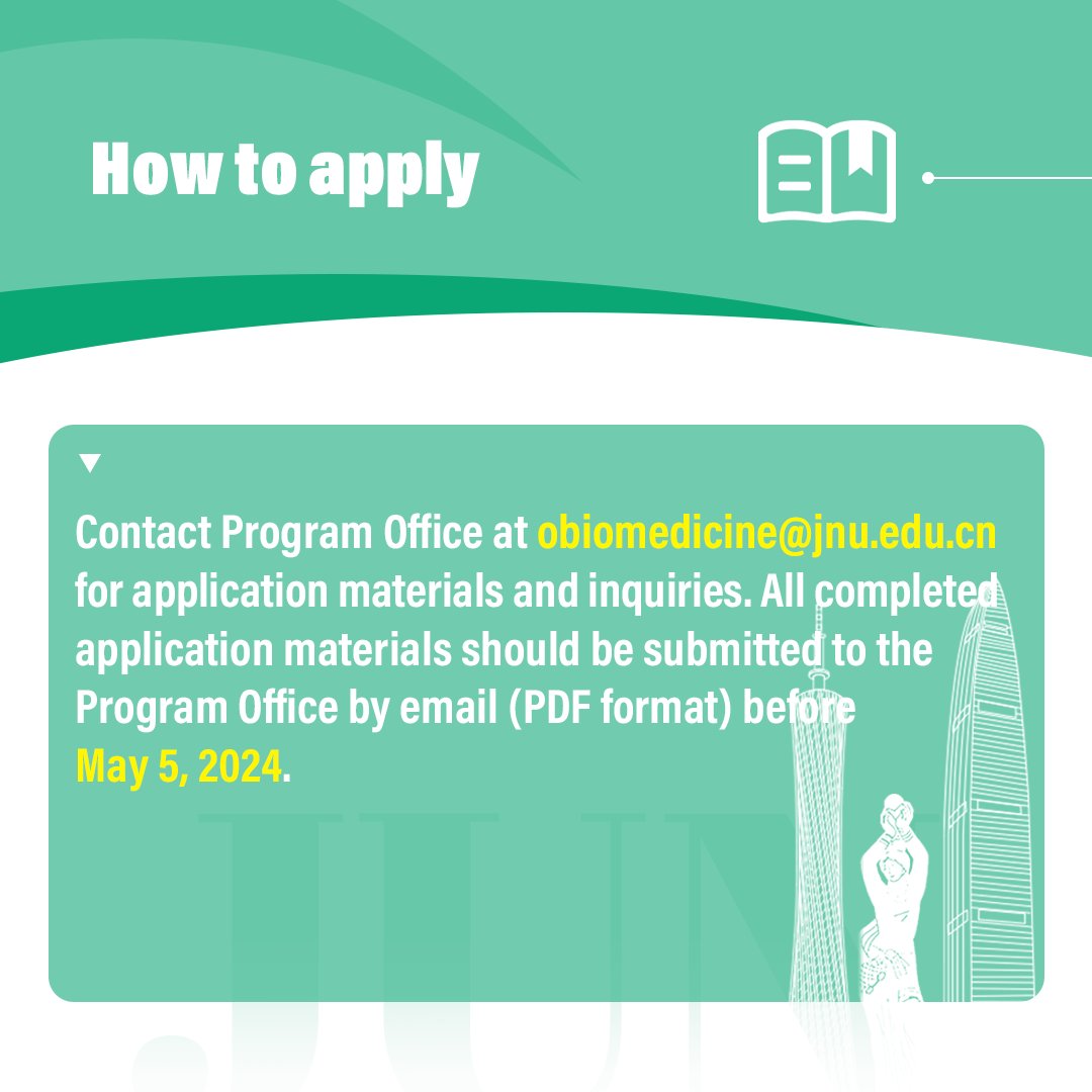 JNU_intlschool's tweet image. 🔬 Attention future biomedical engineers and pharmacists! Enroll in #JNU #InternationalSchool's Master's program in Engineering of Biomedical and Pharmaceutical Sciences (#MBPS) to make your dreams come true! 

【❗Contact Us❗】
📮obiomedicine@jnu.edu.cn

#studyinChina #暨南大学