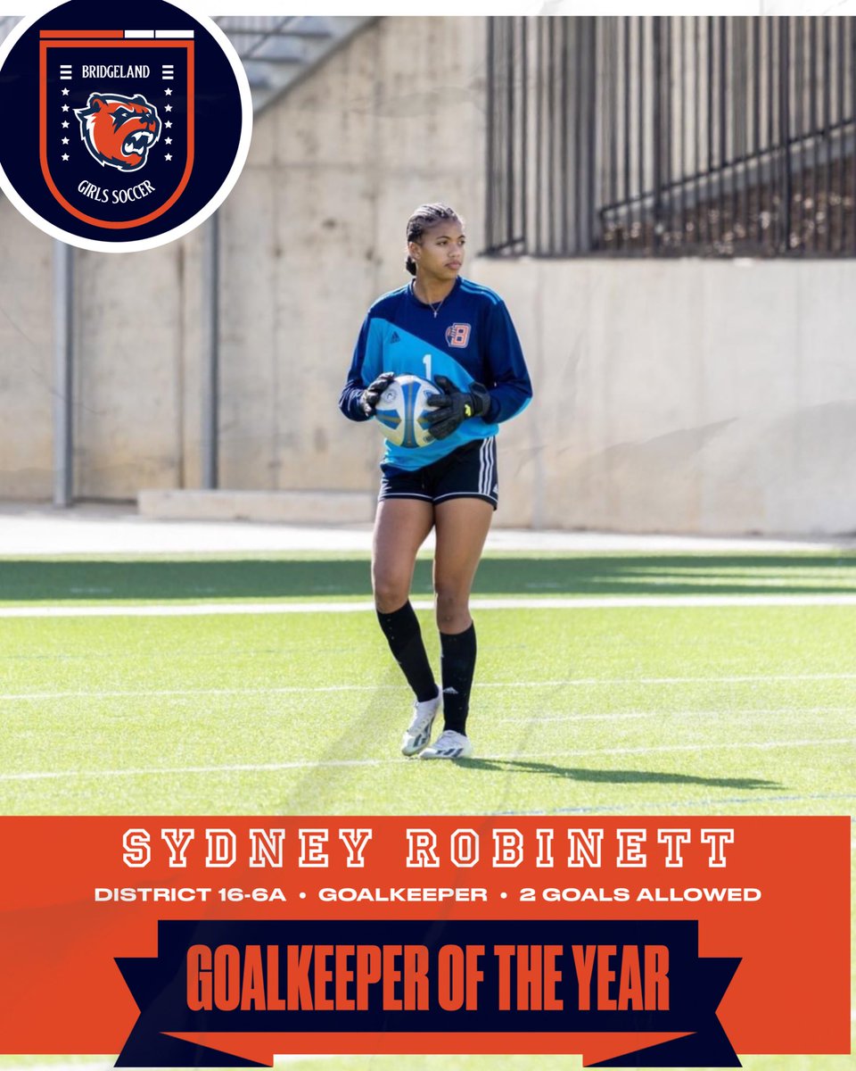 BridgelandGS's tweet photo. District 16-6A GOALKEEPER OF THE YEAR
Congratulations, Sydney!!!
#NEEE #BridgelandBest https://t.co/xEIvZMgU0l