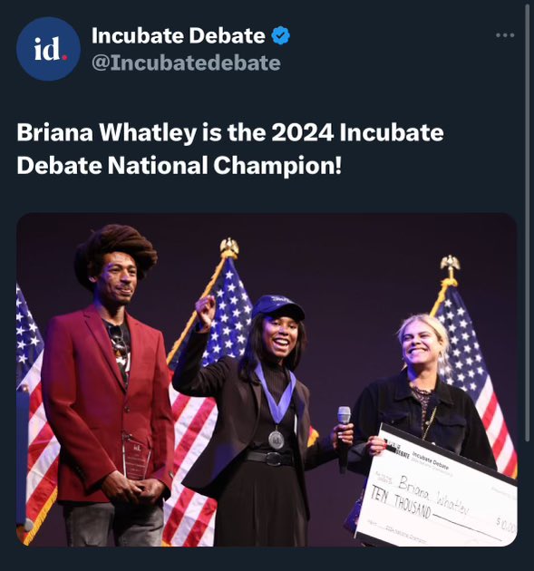 How it started vs. how it’s going. Last year, I quit the ‘National Speech & Debate Assoc’ after I was censored for wanting to mention President Trump. Yesterday, I won  Incubate Debate. Now I have a National Championship title. God is great 🙏🏼🇺🇸