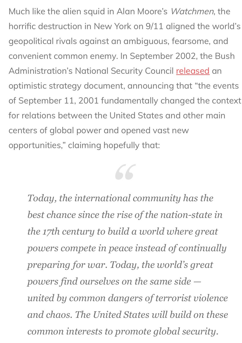 Multipolarity as Plan B, an oppositional approach brought on by America’s refusal to accept Russia and China as autonomous junior partners in the post-9/11 world order. All they wanted was recognition as legitimate regional powers, but the US was too greedy and paranoid for that.