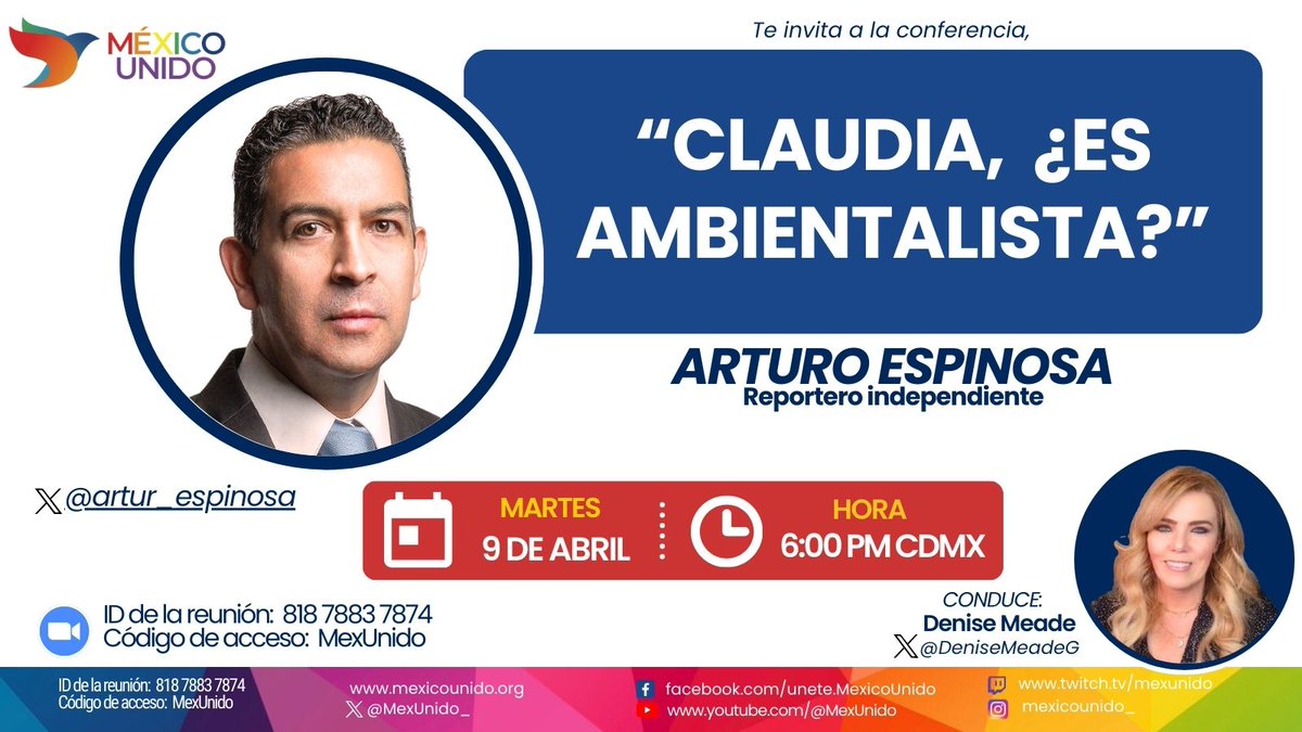 MAÑANA: 📍 'Claudia, ¿es ambientalista?' con Arturo Espinosa @artur_espinosa ⭕️En vivo en: Facebook Live YouTube 👇También en Space: x.com/i/spaces/1rdgl…