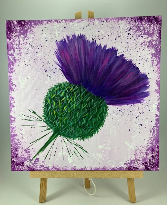 💜Contemporary Scottish Thistle acrylic painting on canvas board 💚 #womaninbizhour #mhhsbd #BuyIntoArt #TheCraftersUK etsy.com/uk/listing/156…