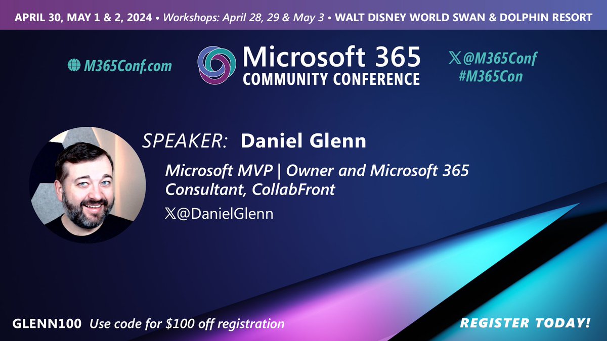 Don’t miss Microsoft MVP and owner of @CollabFront consulting @DanielGlenn as he shares his experience with migrating to #Microsoft365 Learn more➡️m365conf.com/#!/speaker/Dan… Register Today: m365conf.com