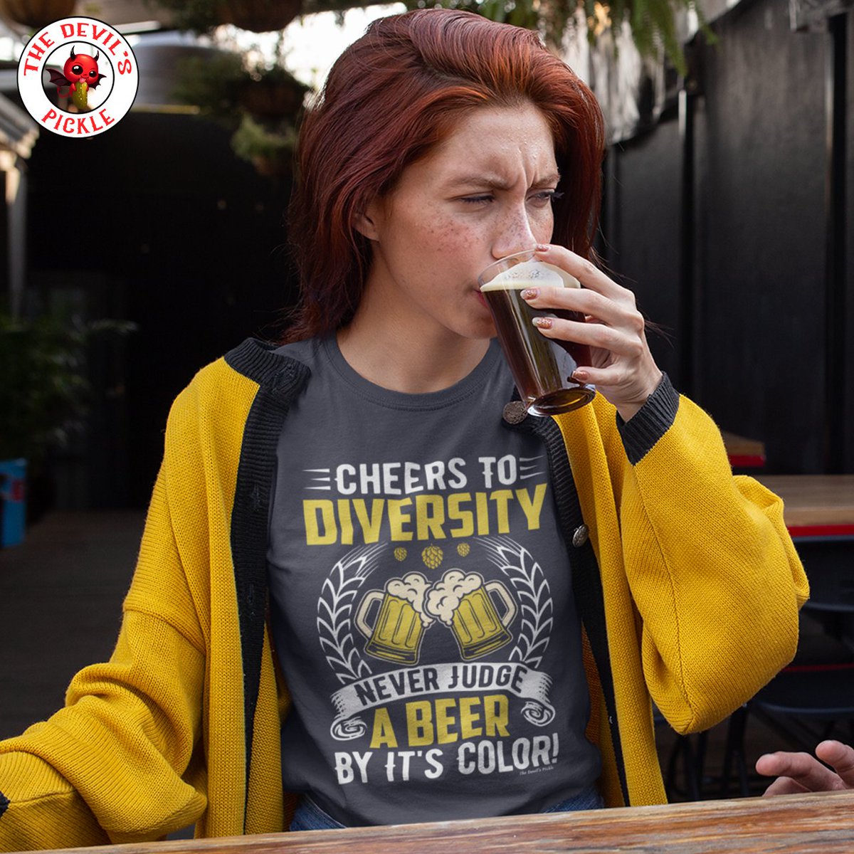 Celebrating the beauty of variety, one sip at a time. The Softest Beer and Boozing Tees at The Devil's Pickle.

#cheerstodiversity #beerandbooze  #adulthumor #ThirstyThursday #daydrinking #SipSipHooray #byob #beeroclock #whiskeyoclock  #beerdrinking #beertshirts #BottomsUp