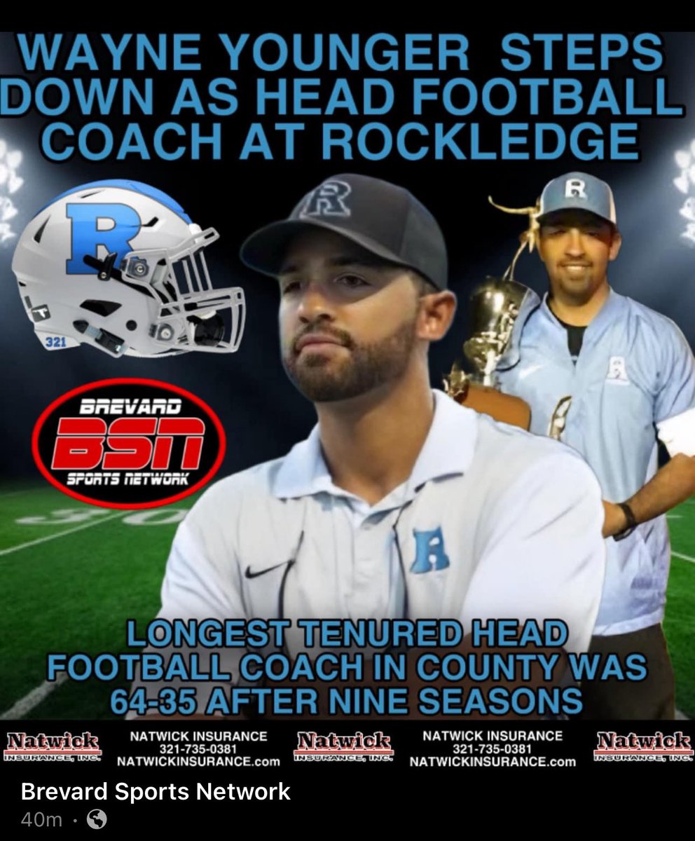 More coaching changes in Central Florida as Coach Younger steps down as HC at Rockledge….