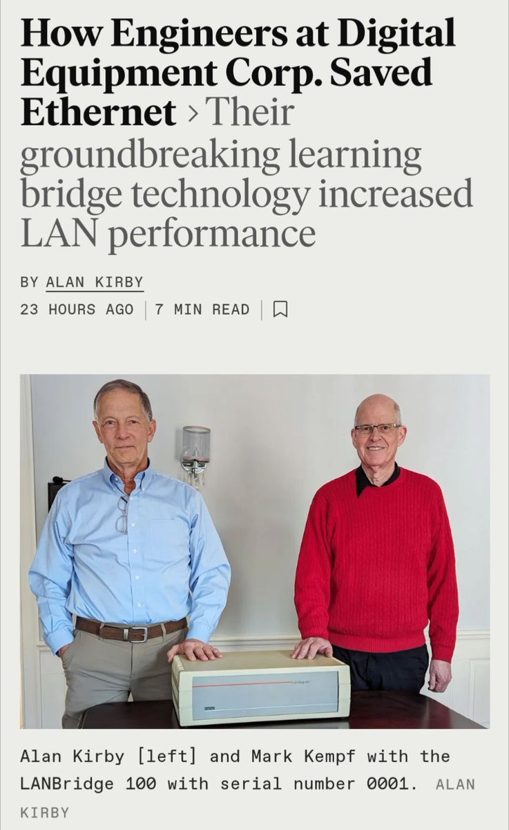 petergjones's tweet image. #IEEESpectrum on the dawn of the #EthernetBridge at #DEC.
bit.ly/3JbcPU8