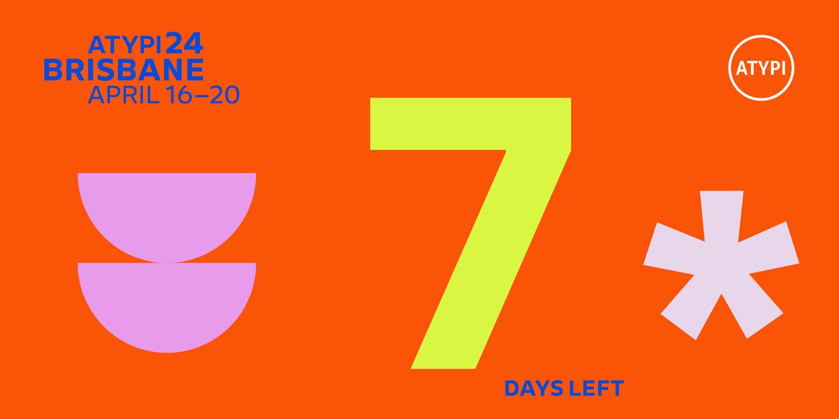 Only 7 Days Left for ATypI Brisbane! 🐨What's your workshop pick?✨atypi.org/brisbane #ATypI2024 #ATypIBrisbane