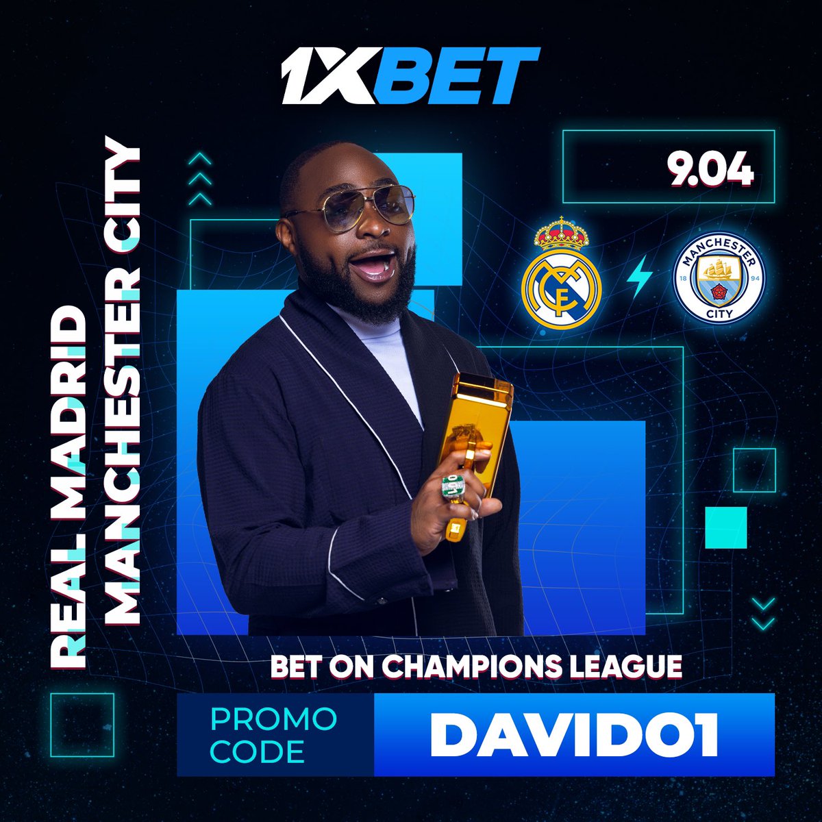 🔥Get ready for the clash of titans: Real Madrid vs. Manchester City! 💥 Don't miss a second of the action, especially with @1xbetngofficial offering high odds! Join the excitement now by signing up with my code Davido1 and let's aim for victory together:…