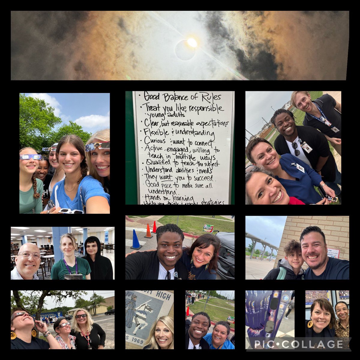 Team @AISDEngage had a blast supporting campuses on #Eclipse2024 day! Being on campuses with @AustinISD students and staff bring us all the #AISDJoy! Thanks for having us @McCallumHS @AHSTrojansAISD @NortheastECHS @AkinsAISD @BlazierBlueJay! 🌘🌞🕶️❤️ @WeAreAISD @BHosack23